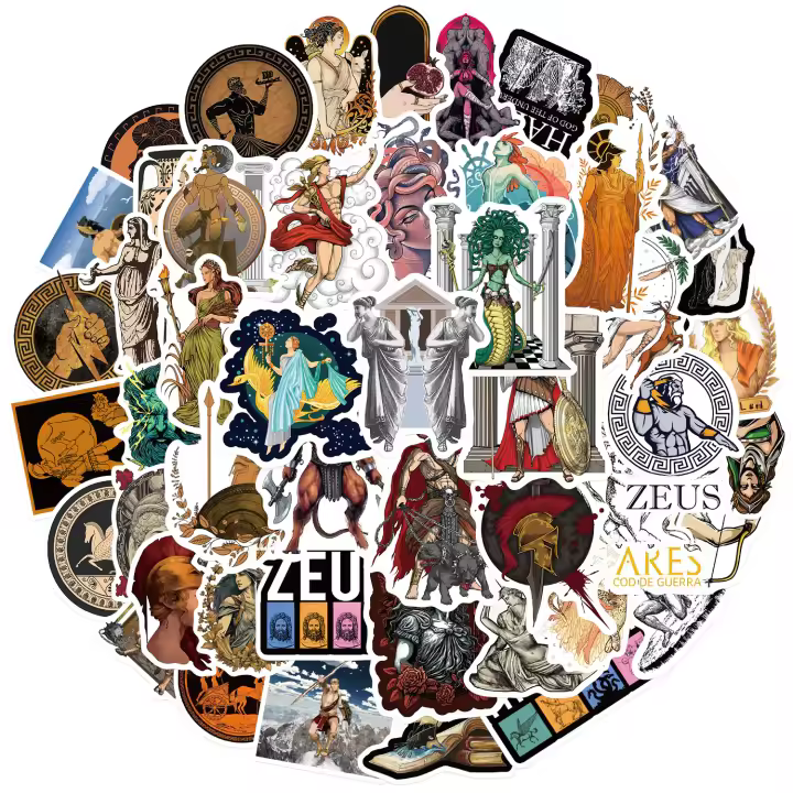 Pegatinas De Mitología Griega Para Laptop De Adulto Y Niña 50pcs Estilo Retro Vinilo Impermeable Para Botella De Agua Y Guitarra - 1