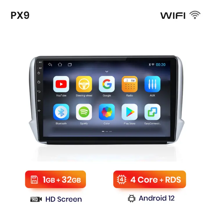 AWESAFE inalámbrico CarPlay Android Auto Radio para Peugeot 2008 208 2012 2013 2014 2015 2016 2017 2018 coche reproductor multimedia GPS 2 din autoradio volante controles RDS Bluetooth - 1