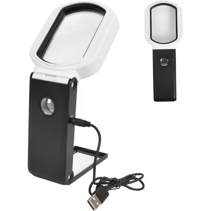 LED Lupa de Mesa 5X 25X Lupa con soporte plegable, 3 Modos LED-85x55mm - 1