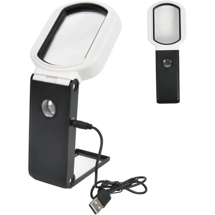 LED Lupa de Mesa 5X 25X Lupa con soporte plegable, 3 Modos LED-85x55mm - 1