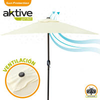 Aktive 53879 - Sombrilla rectangular para balcón, Parasol terraza, Sombrilla rectangular, Sombrilla terraza jardín, 200x120 cm, color crema, mástil aluminio CALIDAD DE CONFIANZA OFICIAL GARANTIZADO - details 3