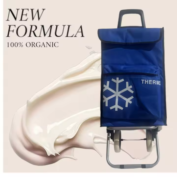 Carro Carrito de CoCarro Carrito] Ligero Bolsa Termo 90x30x39cm , bolsa 55*20*38 , Plegable, con 4 Ruedas Resistentes, para la Compra de Alimentos, Capacidad de Carga 40 Litros 19 - 1
