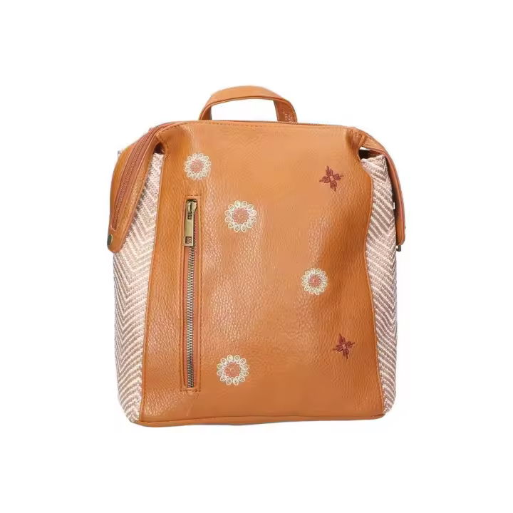 SARA BAGS | Mochila de Paseo Sara Bags para Mujer – Mochila Casual en Color Marrón con Detalles – Mochila con Cremallera – Varios Compartimentos – Espaciosa – Cómoda – Modelo SXMD240560 - 1