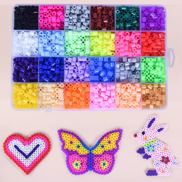 Juguete De Puzzle 3D HaMa Bead 24 Colores Set De Perler Para Niños Juego De Colores DIY Para Educar Y Divertir - 1