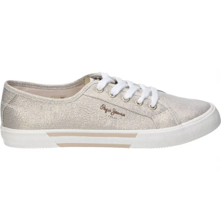 PEPE JEANS | Zapatilla London Bright B de Pepe Jeans para Moda Joven – Lonas en Color Dorado con Brillos – Sneaker con Cordones – Estilosas – Moda – Versátiles y Cómodas – Combinables – Modelo PLS31439-099 - 1