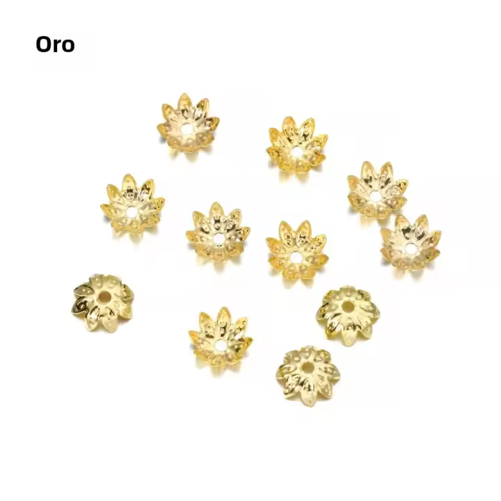 100pcs Lotus Flower Metal Bead Caps 8-10mm Espaciadores Libres Para Creación De Joyas DIY Capa De Cono Final Herramientas De Fabricación - 1