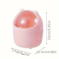 Mini Papelera Redonda De Plástico Durable Con Tapa Desmontable Estilo Cilíndrico Para Escritorio Diseño Lindo Y Compacto - details 4