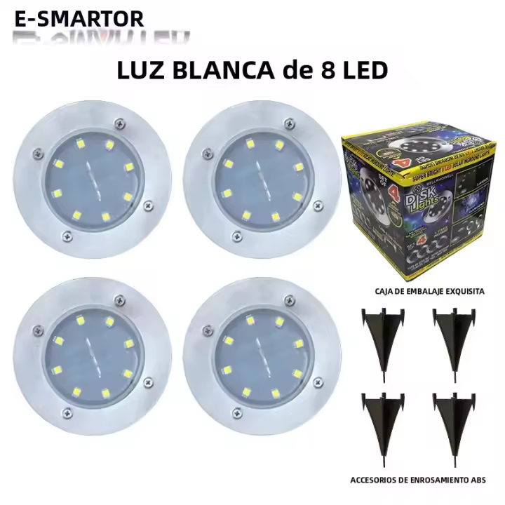 4PCS Lámpara Solar LED Para Jardín Impermeable 4LED/8LED Decoración De Césped Luz Subterránea Para Terraza Patio Estilo Contemporáneo - 1