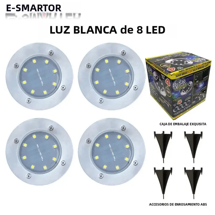 4PCS Lámpara Solar LED Para Jardín Impermeable 4LED/8LED Decoración De Césped Luz Subterránea Para Terraza Patio Estilo Contemporáneo - 1