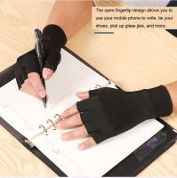 GOBYGO Guantes De Fitness Antideslizantes Mitad De Dedo Fibra De Cobre Compresión Para Enfermería Deporte Al Aire Libre Conducción Ciclismo Pesca Talla S/M/L/XL Negro - details 4