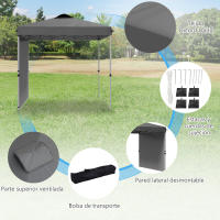 Outsunny Carpa Plegable 2,5x2,5 m Cenador de Jardín con 1 Pared Lateral Altura Ajustable en 3 Niveles Anti-UV Impermeable y Bolsa de Arena para Camping Fiestas - details 6