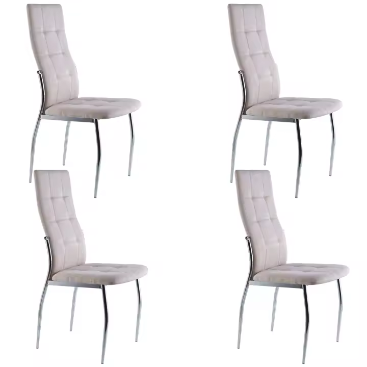 Pack 4 Sillas de Comedor Dest Estilo Moderno Tapizadas Patas Metal Color Beige - 1