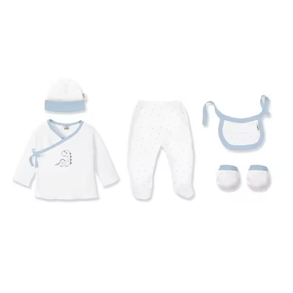 SET NACIMIENTO 0-6 MESES MODELO DINOSAURIO BAMBU  GRIS / BEIGE  DE INTERBABY - 1