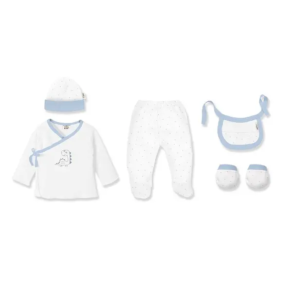 SET NACIMIENTO 0-6 MESES MODELO DINOSAURIO BAMBU  GRIS / BEIGE  DE INTERBABY - 1