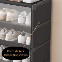 LUTODY - Zapatero, organizador de calzado compacto con cierre magnético, tela textil, Múltiples niveles, tubo de metal, plegable, portátil para recibidor, entrada, sala de estar y salón - Ligero y resistente - details 6