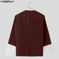 Incern Run Chaqueta De Hombre Estilo Coreano 2024 Moda Casual Con Contraste En Cuello Y Botones Multiseguros Largo Para Callejero - details 13