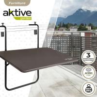 Mesa plegable balcón multiposición Aktive, estante de pared plegable, altura ajustable, aspecto de ratán, para exteriores, decoración de Patio y jardín - details 2