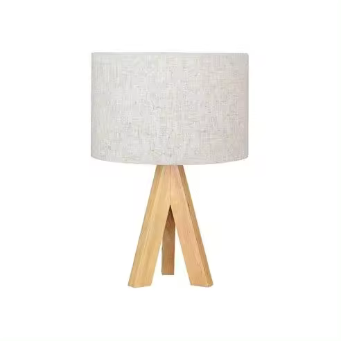 EDM Lámpara de Mesa E27 de Madera y Tela - 1