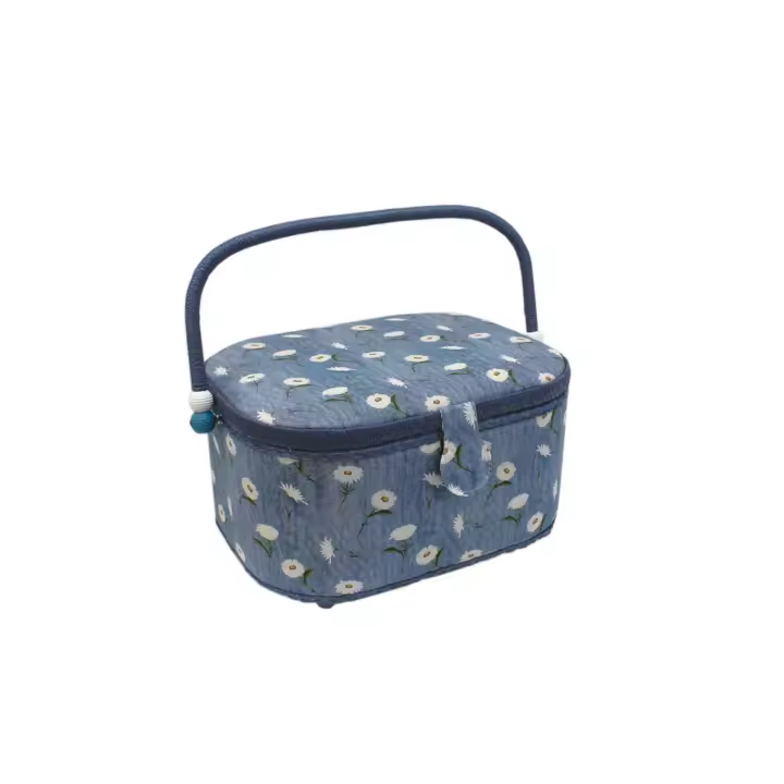 BM RICAMI - CE00407 Costurero ovalado para utensilios de costura realizado en tejido de tapiceria con unas medidas de 25x19x37cm - 1