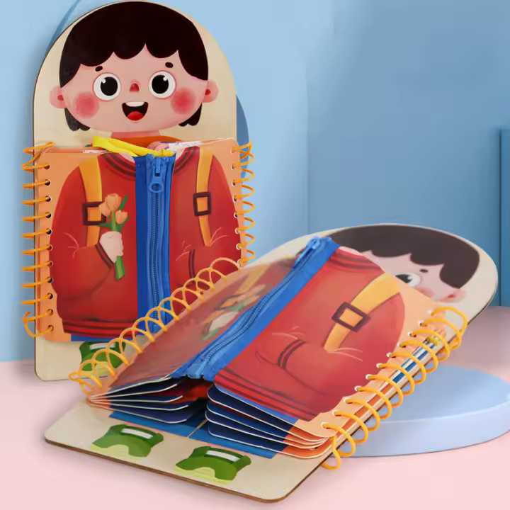Tablero De Ocupaciones Montessori Para Niños Tablero De Juegos Educativos Tempranos De Madera Para Niños Pequeños Libros Sensory Práctica De Vestir Regalo - 1
