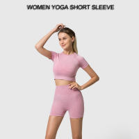 Camiseta De Yoga Sin Costuras Para Mujer Top Corto De Manga Fitness Ropa Deportiva Para Gimnasio Correr Sportswear Polyester Nylon Spandex - details 0