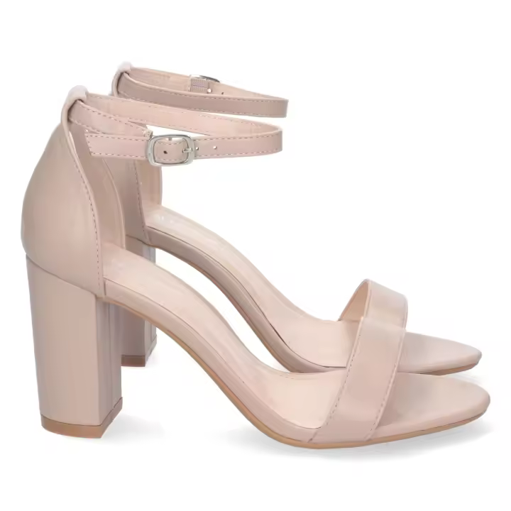 Sandalias de tacón cómodo fiesta mujer color nude P-6398 - 1