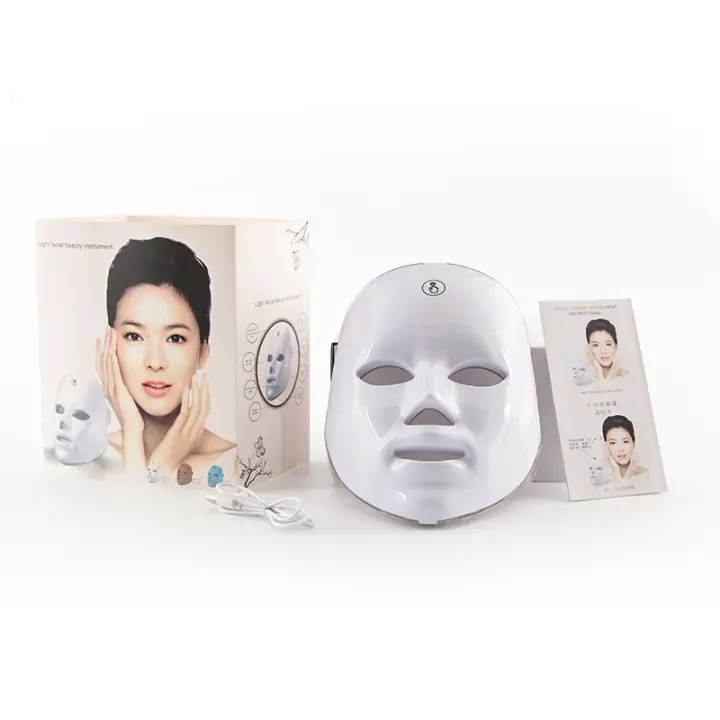 Máscara LED Recargable De 7 Colores Terapia Roja Para El Rostro Device De Rejuvenecimiento De Piel Tensión Wireless Un Toque - 1