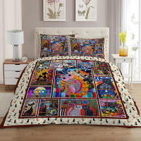 Juego De Cama Para Gato Colorido Con Funda De Edredón 3 Piezas Edredón Y 2 Fundas De Cojines Moderno 100% Poliéster Cómodo - details 2