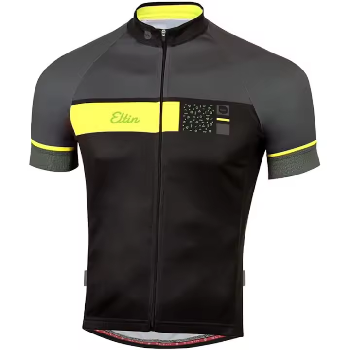 Maillot ciclismo Eltin verano Ciclismo Skipper Negro y Amarillo flúor de tejido elástico, con todas las funcionalidades que te asegurarán poder disfrutar plenamente del deporte - 1