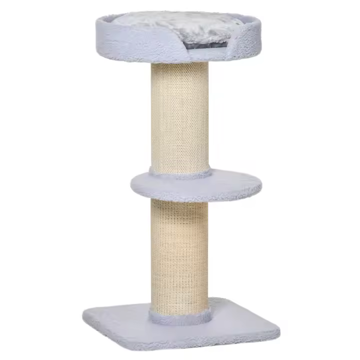 PawHut Árbol Rascador para Gatos Altura 91 cm Árbol para Gatos Torre para Gatos de 3 Niveles con Nido Plataforma y Poste de Sisal 45x45x91 cm - 1