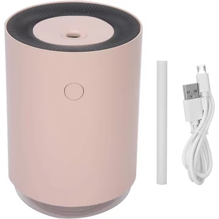 Difusor de humidificador de coche USB, 2W 255ML mini humidificador de aceite esencial de coche aromaterapia portátil lindo difusor de aroma portátil con humidificador de ultrasonido de 100ml (rosa) - 1