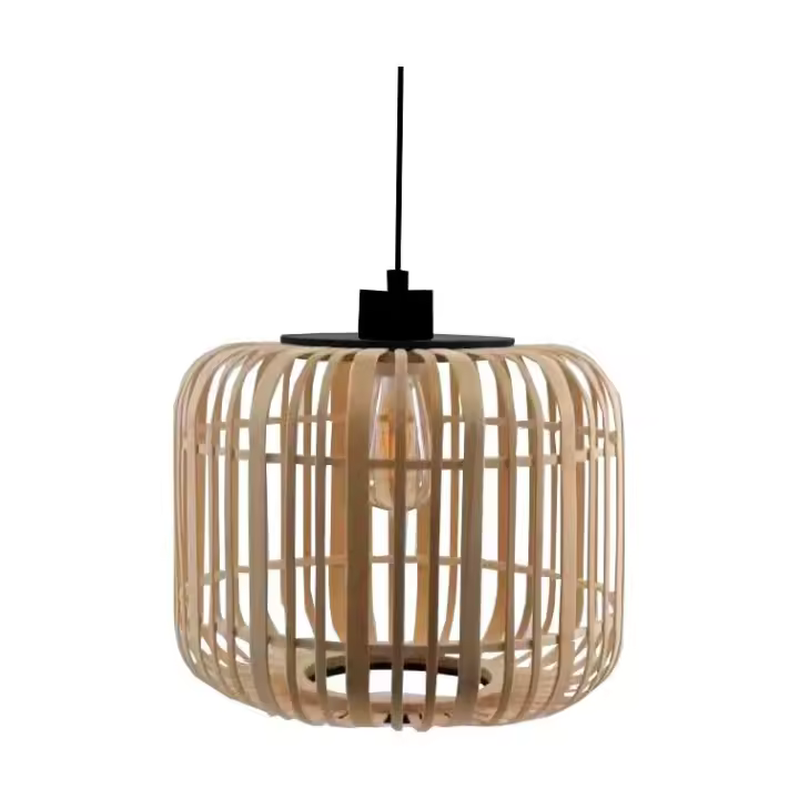 Lámpara colgante de techo (23 x 26 cm) de mimbre color beige natural. Bombilla E27 60W. Ref. 1938 - 1