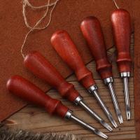 1pc Herramienta De Corte Para Bordes De Cuero Con Mango De Madera Herramienta De Belevado Y Skiving Para Manualidades DIY - details 1