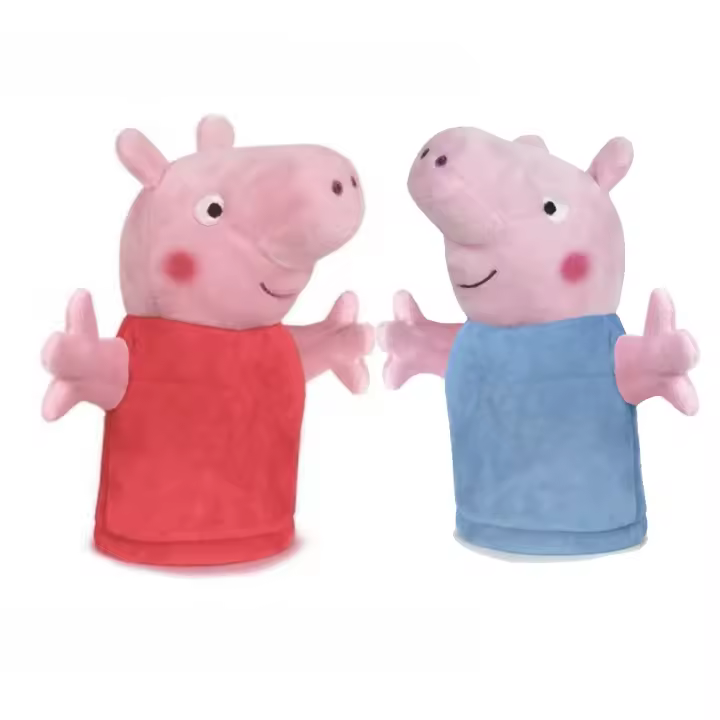 Famosa- Peluche Marioneta Peppa Pig ,Juguete,rojo peppa ,azul hermano george,ninos,ninas,regalo,con sonido,cerdito, - 1