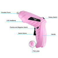 JENABOM Destornillador Eléctrico Mini Rosa 3.6v Herramienta De Poder Recargable Y Sin Cable Para Mantenimiento Doméstico - details 4