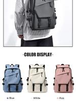 Mochila impermeable de poliéster para hombre, morral sencillo de 15 pulgadas, de Color sólido, a la moda, para ordenador de estudiante y pareja - details 3
