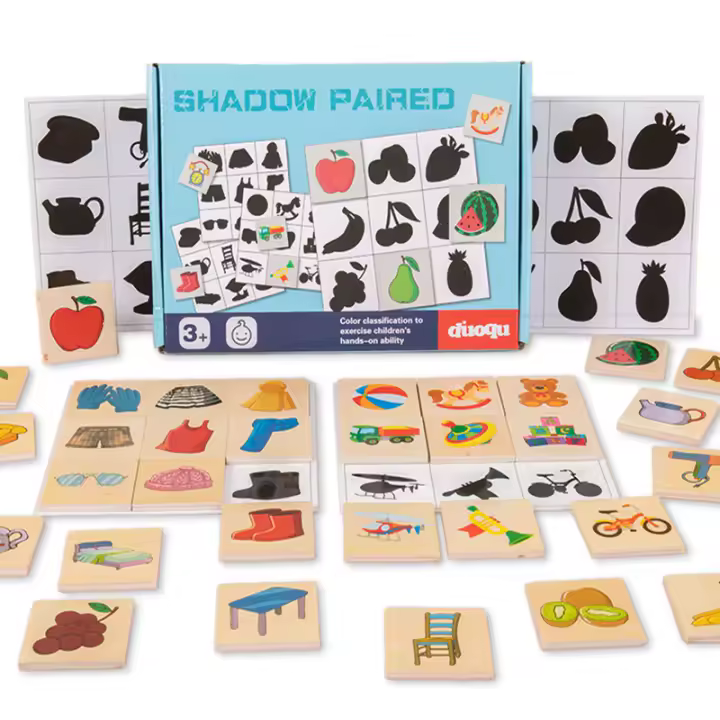 Puzzle De Madera Montessori Para Niños Juguete Educativo Temprano Alineación De Sombras Frutas Ropa Conocimiento Para Edad Infantil - 1