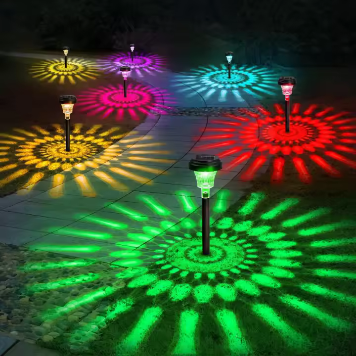 Luces De Camino Solar Para Jardín IP67 Impermeables LED Cambio De Color RGB / Blanco Cálido Luces De Jardín Modernas Con Luz Solar - 1
