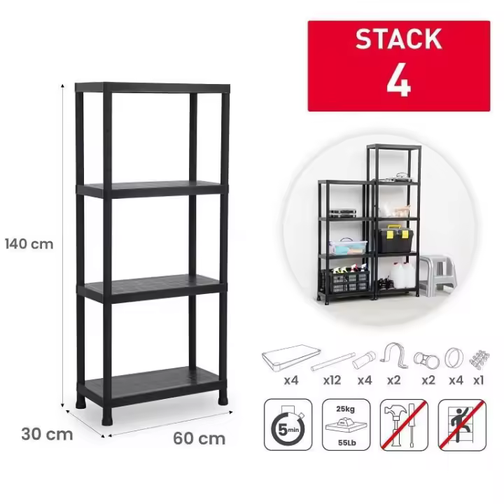 Estante de Almacenamiento Multiuso de Polipropio PP Diseño de Escalera Única para Hogar, Dormitorio, Cocina Carga Última 100Kg - 1