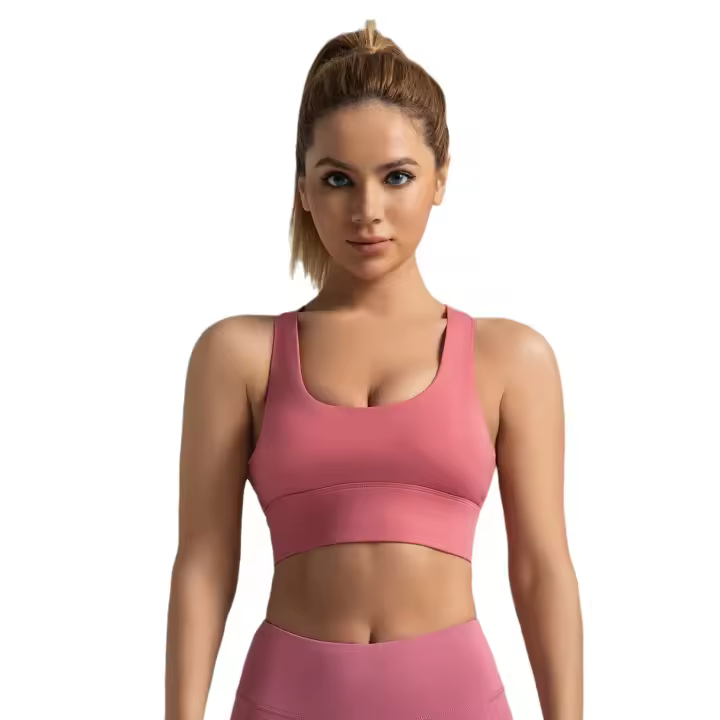 Sujetador deportivo de alta elasticidad para mujer, chaleco de yoga de alta intensidad a prueba de golpes, almohadillas para el pecho extraíbles, sujetador de fitness nude - 1