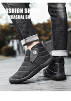 Botas De Invierno Impermeables Para Hombres Con Plush Cálido Botas De Nieve De Media Caña Antideslizantes Y Moda Negro Para Parejas - details 19