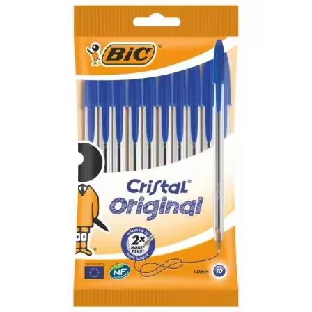 Bolígrafos de Tinta de Aceite Bic Cristal Original 516352/ 10 unidades/ Azules - 1