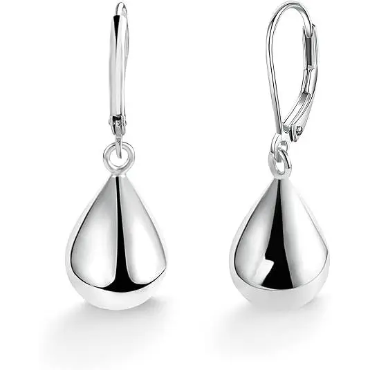 Aretes de Plata de Ley con Forma de Lágrima para Mujeres y Niñas - 1