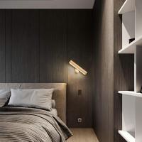 Aplique de Madera LED with interruptor, Giratorio de 360 °, Lámpara de Cama de 6W Blanco Cálido/Blanco Frío/Blanco Natural 3 en 1 Conmutable, 32,5 cm para Sala de Estar Dormitorio Pasillo Escalera Lámpara de pared Exterior - details 3