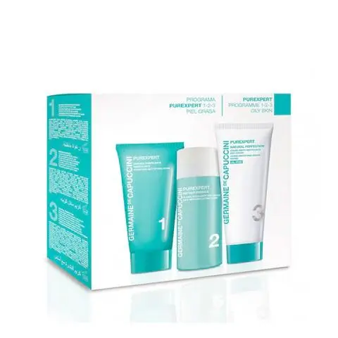 Germaine de Capuccini Purexpert  programa 1-2-3 Piel Grasa CON COLOR  Espuma purifiante matificante 30ml + Fluido exfoliante 50ml + Crema hidro-matificante con color 50ml - 1