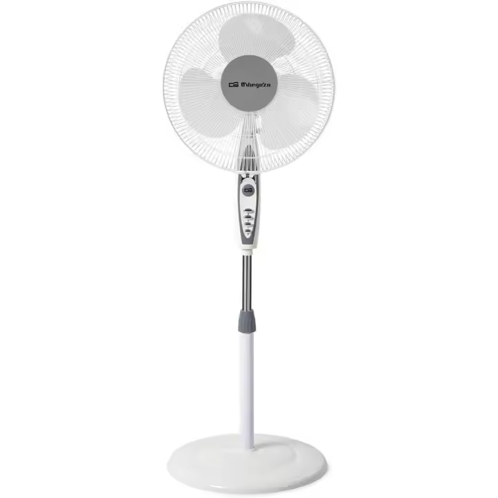 Orbegozo SF 0147, Ventilador de pie, 50 W, 3 velocidades de ventilación, oscilante, altura regulable, silencioso, rejilla de seguridad, tamaño de aspas 40 cm, color blanco - 1