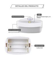 Luz Nocturna LED Con Sensor De Movimiento Para Interior Pega En La Pared Iluminación Para Pasillo Escalera Baño Armario Dormitorio Batería Operada Luz Rectangular - details 5