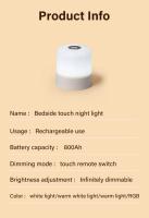 Lámpara De Noche RGB Recargable Toque Con Control Remoto Luz Decorativa LED Para El Hogar Vida Útil De La Batería Larga Duración Para Dormitorio - details 15