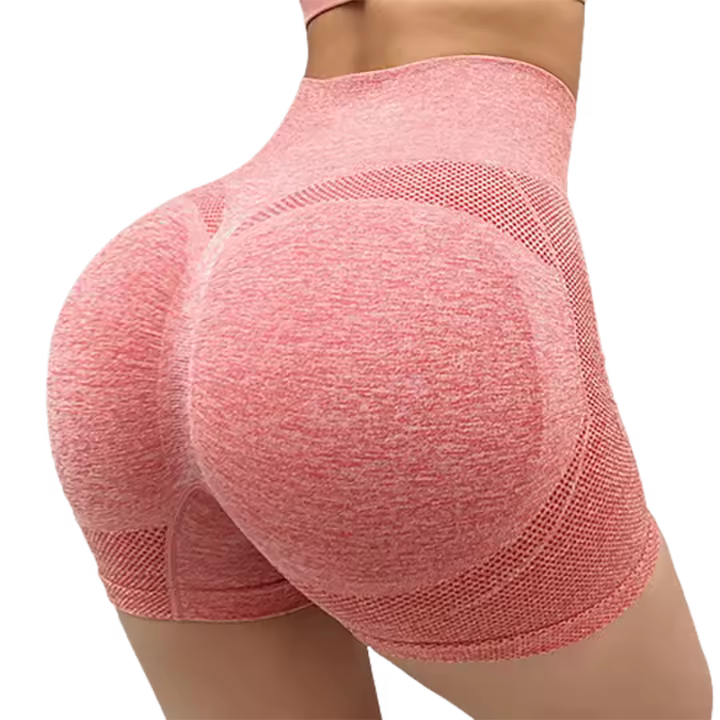 Shorts De Yoga Para Mujer Cintura Alta Sin Costuras Levanta Glúteos Rosa Fitness Ciclismo Ejercicio Control Abdominal Talla Real - 1