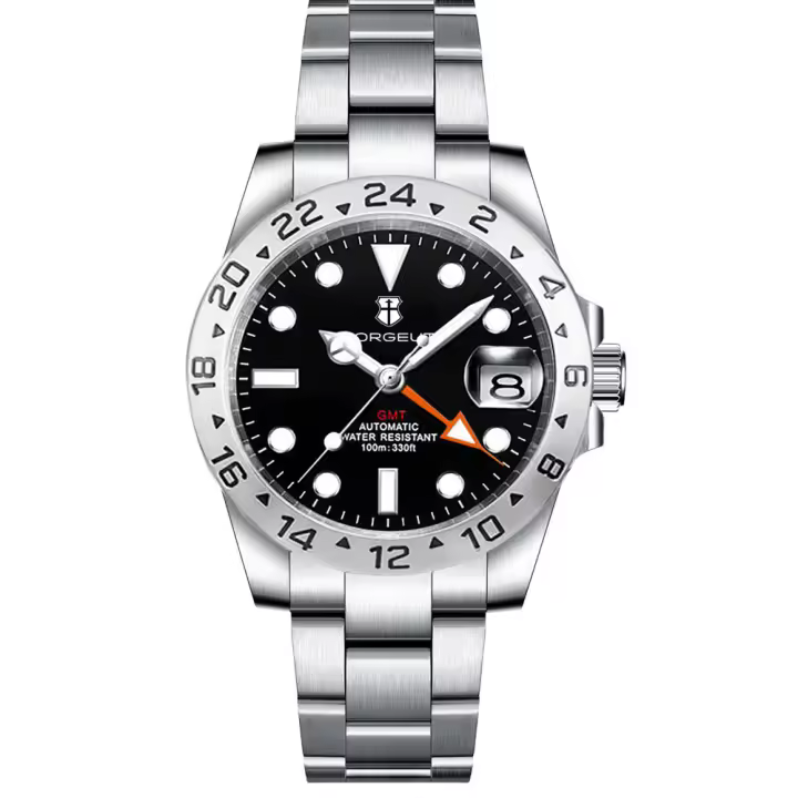 Reloj De Pulsera Mecánico De Lujo Corgeut NH34 Negro Acero Inoxidable GMT Con Cristal De Zafiro Reloj De Moda Para Hombre - 1